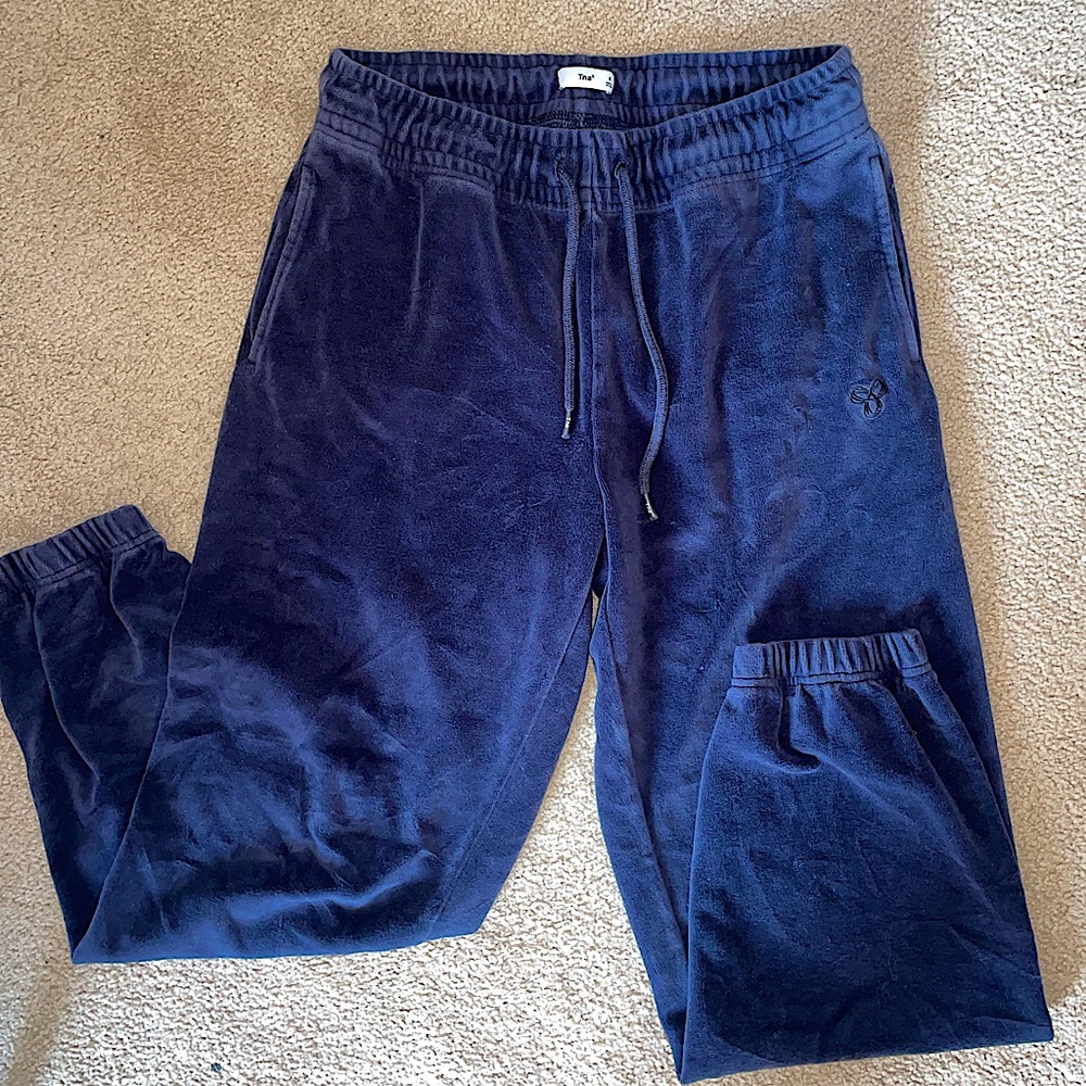 TNA Navy Blue Velour Sweatpants